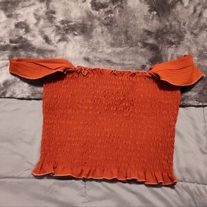 MUST BUNDLE - Women's Off-Shoulder Smocked Top - Rust